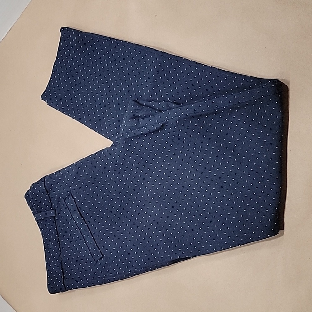 Gap, Size 8 Blue with White Polka Dot Pants, Faux Pockets, GUC